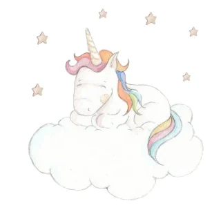 Vinilo Decorativo Infantil Unicornio Durmiendo Sueños de Cigüeña