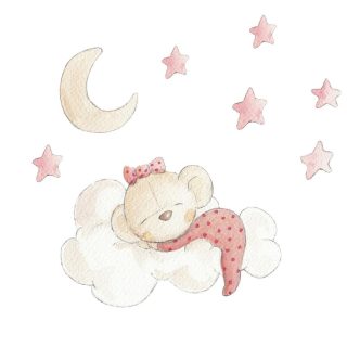 Vinilo Infantil Durmiendo en Nube Sueños Cigüeña