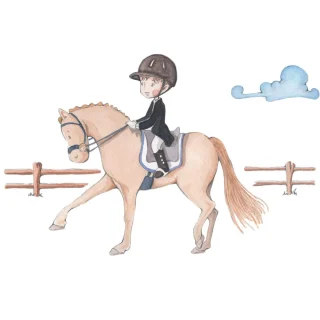 Vinilo Infantil Jinete Caballo Sueños Cigüeña