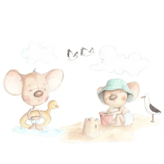 Vinilo Decorativo Infantil Juegos en la Arena Sueños de Cigüeña