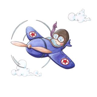 Vinilo Decorativo Infantil Nikko el Aviador Sueños de Cigüeña