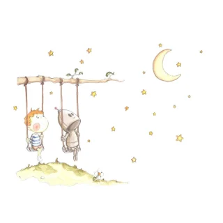 Vinilo Decorativo Infantil Un columpio un mundo Robot Sueños de Cigüeña