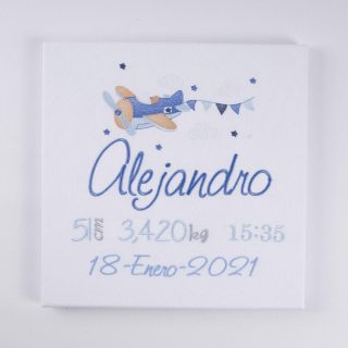 Cuadro Datos Nacimiento Bebé Personalizado Nanetes Aeroplano
