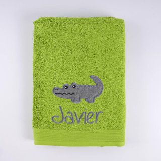 Toallas Personalizadas con Nombre Bordado Cocodrilo Gris Nanetes