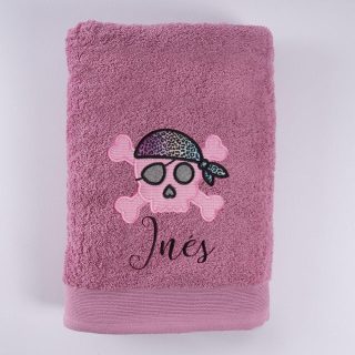 Toalla Personalizada Niña Calavera Rosa Nanetes
