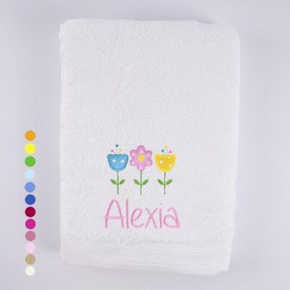 Toallas Personalizadas Bordado 3 Flores Tela Nanetes