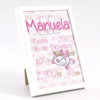 Cuadro Nacimiento Personalizado Bebé Nanetes Colección Pegaso