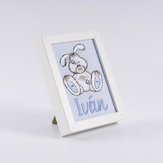 Cuadro Infantil Personalizado Bordado Conejito Old Toy Nanetes