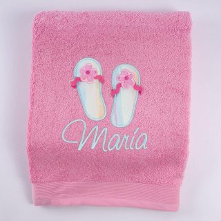 Toalla Personalizada Bordada Niña Sandalias Nanetes