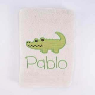 Toallas Personalizadas Nombre Bordado Cocodrilo Verde Nanetes