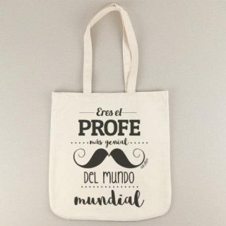 Bolso Tela Personalizado Algodón Orgánico El Profe más Genial Bigote Mi Pipo