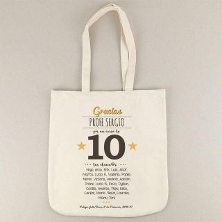 Bolso Tela Personalizado Algodón Orgánico Gracias Curso de 10 Mi Pipo