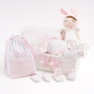 Cesta Regalo Bebe Personalizada Recien Nacida Metoo Angel Nanetes