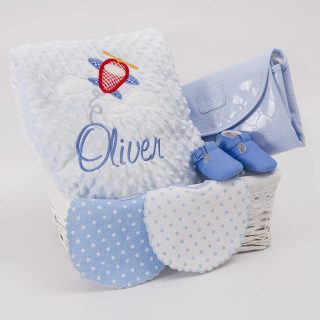 Cesta Regalo Bebe Personalizada Avion en las Nubes Nanetes