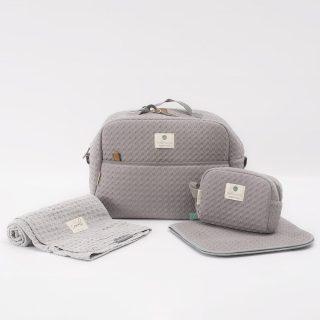 Lote Bolso Maternidad Completo 4 Piezas Crochet Gris Bimbi Casual