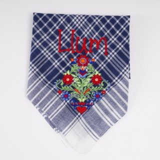 Pañuelo Fallero Personalizado Nombre Flores Rojas