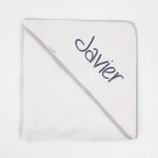 Capa de Baño Bebé Personalizada Algodón Ribete Gris Nanetes