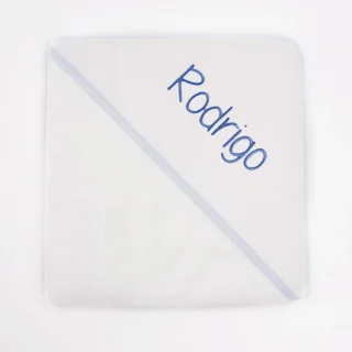 Capa de Baño Bebé Personalizada Algodón Ribete Celeste Nanetes