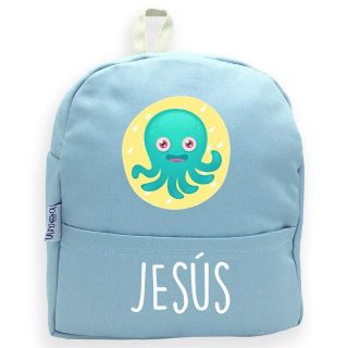 Mochila Personalizada Infantil Pulpo Nombre Boann