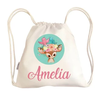 Bolsa Tela Niños Petate Personalizado Ciervo con Nombre Boann