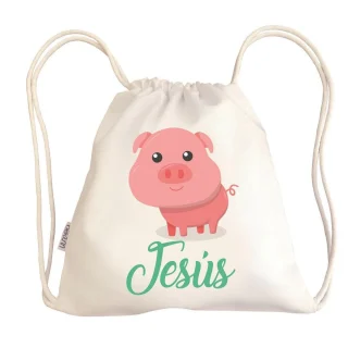 Bolsa Tela Niños Petate Personalizado Cerdito con Nombre Boann