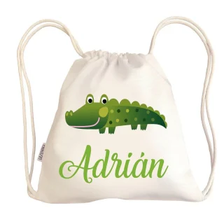 Bolsa Tela Niños Petate Personalizado Cocodrilo con Nombre Boann