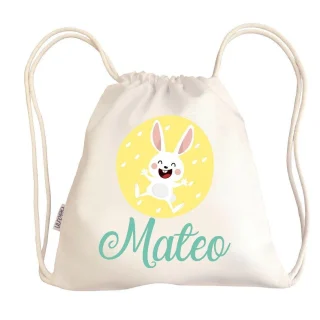 Bolsa Tela Niños Petate Personalizado Conejo con Nombre Boann
