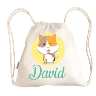 Bolsa Tela Niños Petate Personalizado Gato con Nombre Boann