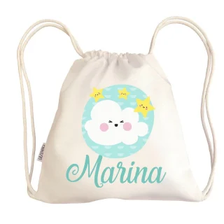 Bolsa Tela Niños Petate Personalizado Nube con Nombre Boann