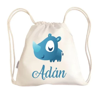 Bolsa Tela Niños Petate Personalizado Rinoceronte con Nombre Boann
