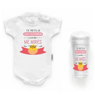 Body Personalizado Bebé Te reto a no Sonreir Boann
