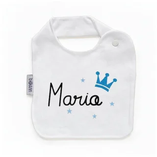 Babero Bebé Divertido Corona Azul Nombre Boann