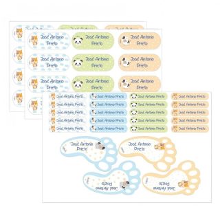 48 Etiquetas Multiusos Adhesivas Personalizadas Animales Boann