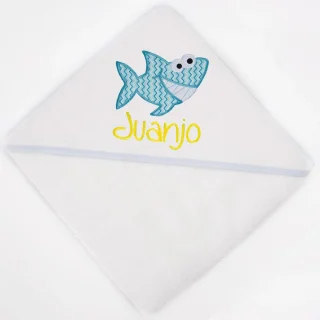 Capa de Baño Bebé Personalizada Tiburón Nanetes