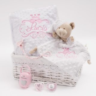 Cesta Regalo Recien Nacida Bebé Princesa Chupetes Nanetes