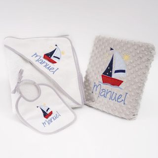 Lote Regalo Bebé Naútico Barquito Velero Nanetes