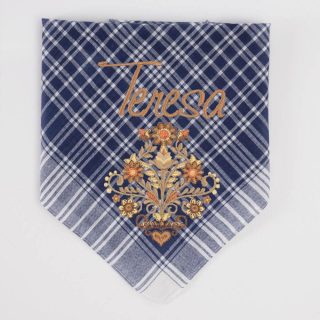 Pañuelo Fallero Personalizado Nombre Flores Dorados