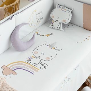 Colcha con Protector Cuna Unicornio Bimbi Pirulos