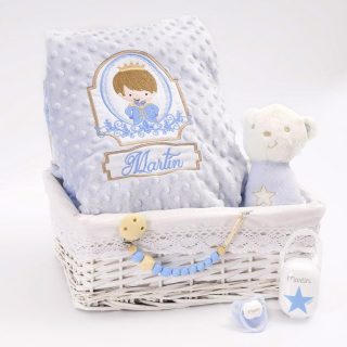 Cesta Regalo Recién Nacido Bebé Príncipe Azul Nanetes