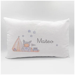 Cojín Personalizado Infantil Camping Azul Boann