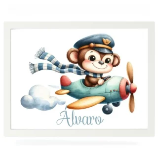 Cuadro Infantil Decorativo Monito Aviador