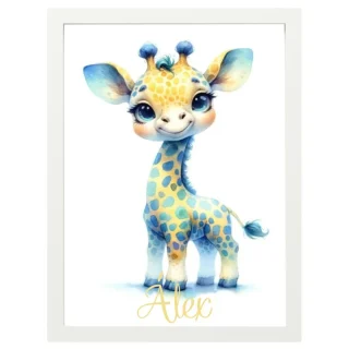 Cuadro Infantil Decorativo Jirafa Azul