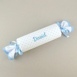 Cojín Caramelo Antivuelco Personalizado Bebé Mi Pipo Estrellas Celeste