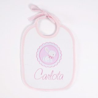 Babero Personalizado Bebé Bordado Conejito Galleta Nanetes