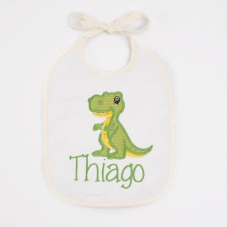 Babero Personalizado Bebé Bordado Dino Rex Nanetes