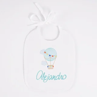 Babero Personalizado Bebé Bordado Globo Aerostatico Nanetes