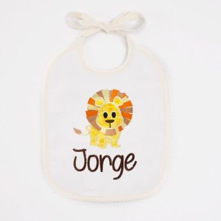 Babero Personalizado Bebé Bordado Leon Aplique Nanetes