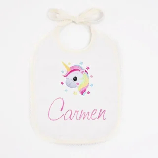 Babero Personalizado Bebé Bordado Unicornio Galleta Nanetes