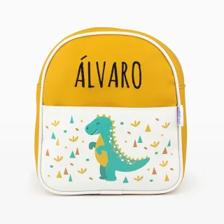 Mochila Personalizada Polipiel Dinosaurio Mostaza Mi Pipo