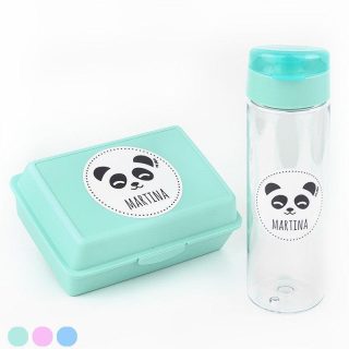 Pack Almuerzo Infantil Fiambrera y Botella Personalizadas Panda Mi Pipo